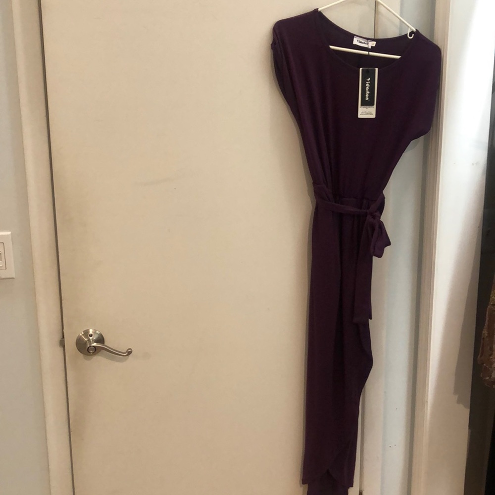 Eggplant purple dress with tie waist